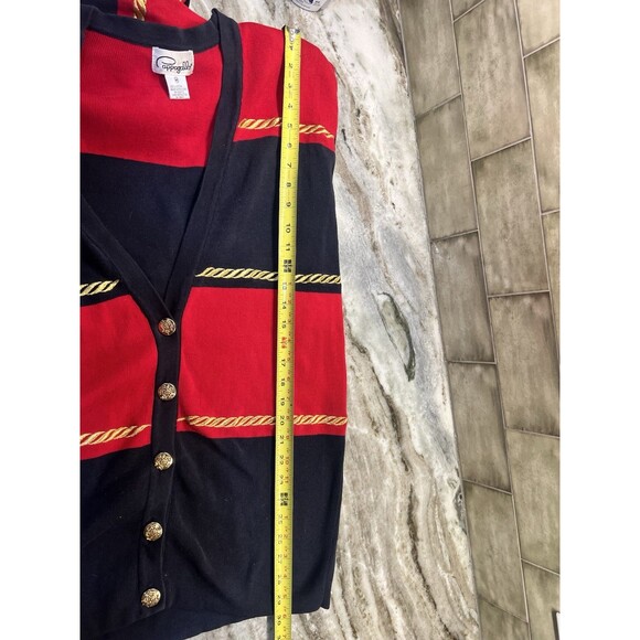 Cappagallo Cardigan Women's Vintage 80s Sz M Nautical Red Blue Gold shoulder Pad - Picture 10 of 10